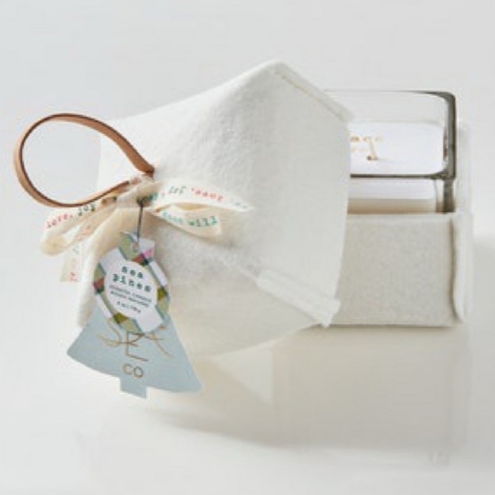 MERSEA NWT felt boxed glass candle -sea pine -6.5oz